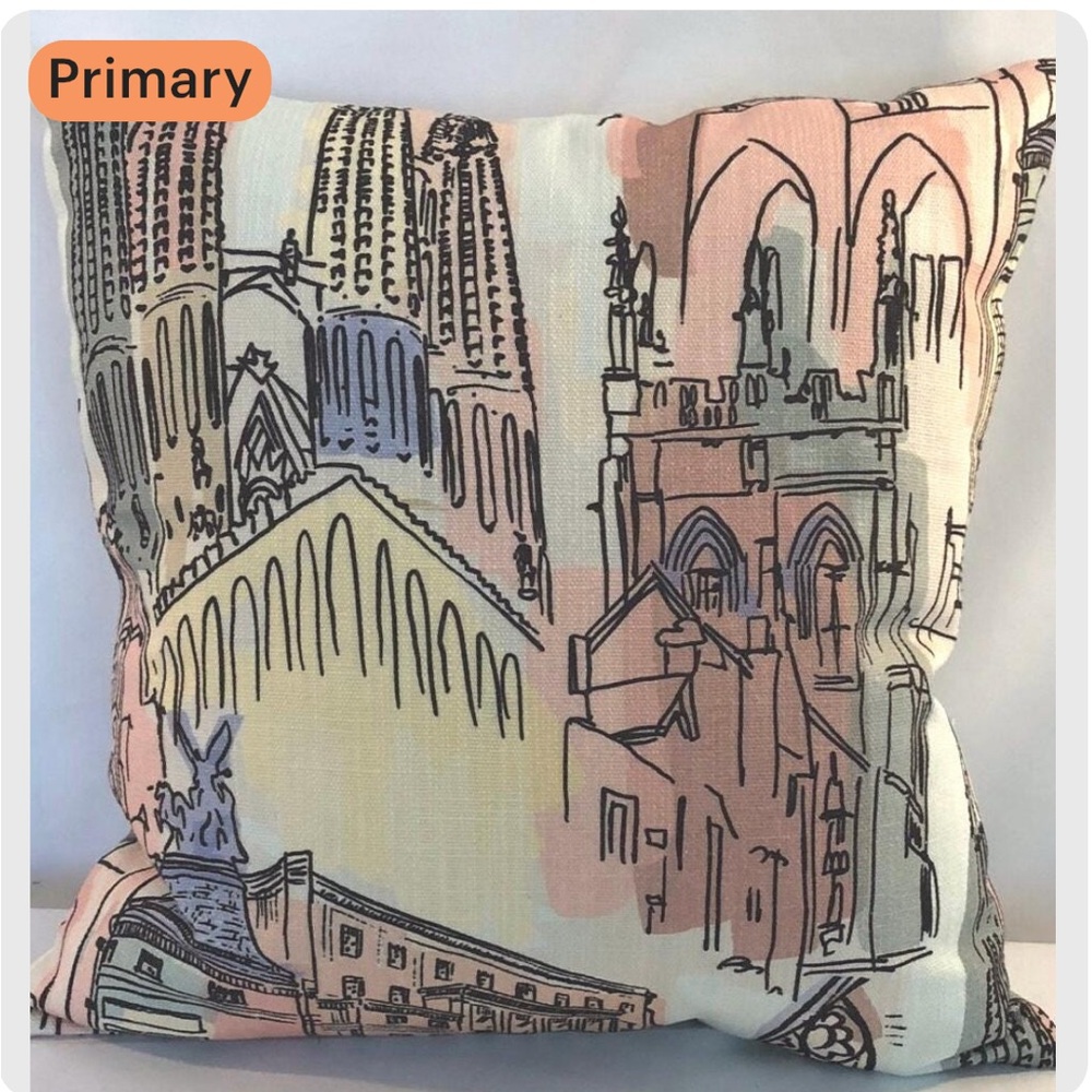 Cream and Pink Gothic Accent Pillow